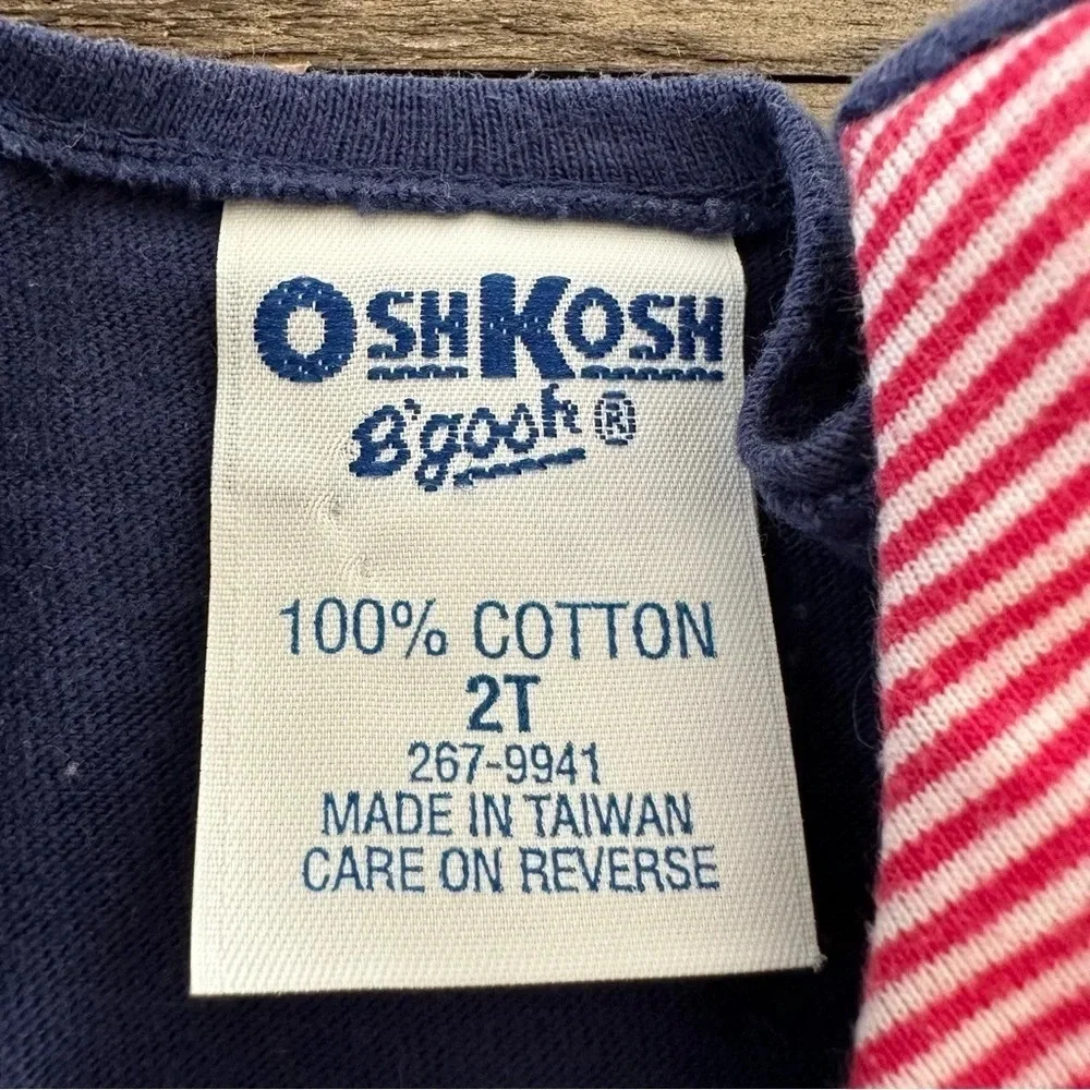 Vintage OshKosh B’Gosh Baby Girls‎ 2T Navy Blue Sailor Knit Top Embroidered Bear